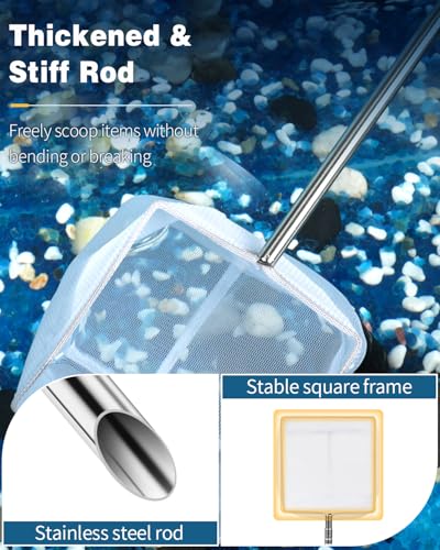 Pawfly 4 Inch Aquarium Soft Square Fine Shrimp Net, Tiny Fish Tank Net for Small Ponds, Extendable Stainless Steel Handle - color: Black Square, size: 4 Inch