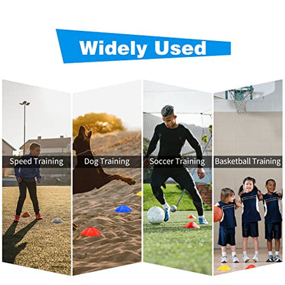 RUBY.Q 50/100/200pcs Disc Cones, Soccer Cones, Basketball Cones with Carry Bag and Holder, Football, Soccer, Basketball Training Equipment, 5 Colors - size: 50pcs