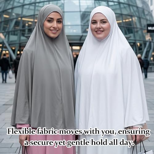 Ababalaya Women's Elegant Modest Muslim Islamic Ramadan Soft Lightweight Jersey Hijab Long Scarf - color: White, size: Medium