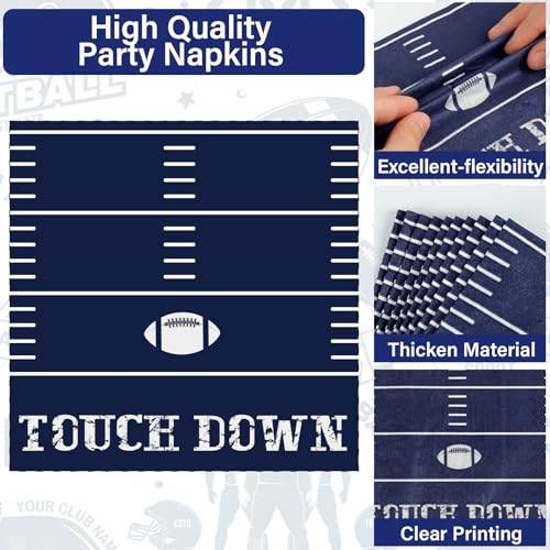 Qyeahkj 25 Guests Cowboys Football Party Plates and Napkins Supplies American Football Team Platters Tableware Set Touch Down Blue & White Decor Favors for Football Fans Boy Sports Team Theme Party - style: Cowboys Football