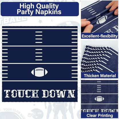 Qyeahkj 25 Guests Cowboys Football Party Plates and Napkins Supplies American Football Team Platters Tableware Set Touch Down Blue & White Decor Favors for Football Fans Boy Sports Team Theme Party - style: Cowboys Football