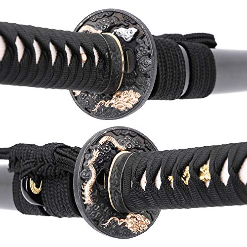 siwode Katana Handmade Full Tang Sharp, Alloy Tsuba Japanese Samurai Sword High Carbon Steel 1060,T10 1095, 40-Inch - color: Xian Dragen