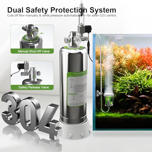 FZONE 5L Upgraded Aquarium CO₂ System with Complete Accessories, CO₂ Generator kit with Integrated Solenoid & Bubble Counter, Safety Valve, Main Switch for Planted Tanks - size: 5L