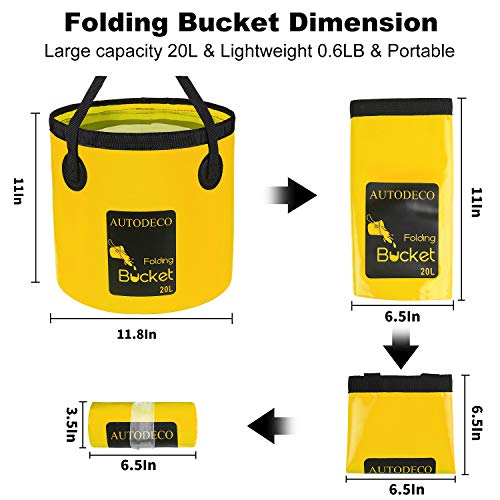 2 Pack Collapsible Bucket 5 Gallon Container Folding Water Bucket Portable Wash Basin for Outdoor Travelling Camping Fishing Gardening Car Washing 20L - color: Yellow