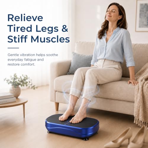 Natini Vibration Plate Exercise Machine - Power Vibrating Plate for Lymphatic Drainage,Whole Body Workout Machine for Women Weight Loss Home Fitness, - style: Flat Blue