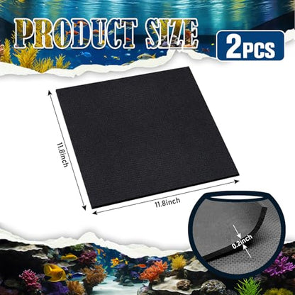Aquarium Leveling Mat 2PCS/Set Neoprene Non-Slip Shockproof Fish Tank Pad Waterproof Textured Surface for Uneven Surfaces Durable Fish Tank Mat with Easy-Cut Edges (No Glue, 11.8 x 11.8 Inch) - size: 11.8 x 11.8 Inch, style: No Glue