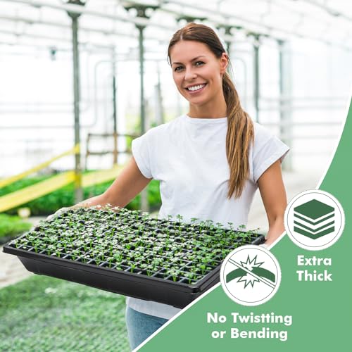 Sckee Upgraded 10 Pack Plant Growing Trays Seed Starting Tray Microgreens Growing Trays Seedling Plant Germination Starter Tray Transplant Fodder Flats, No Holes, No Leakage, Reusable (1017) - size: 1017