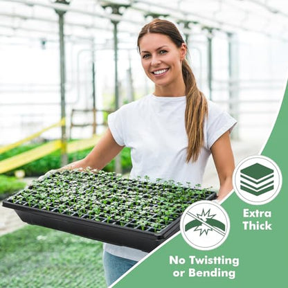 Sckee Upgraded 10 Pack Plant Growing Trays Seed Starting Tray Microgreens Growing Trays Seedling Plant Germination Starter Tray Transplant Fodder Flats, No Holes, No Leakage, Reusable (1017) - size: 1017