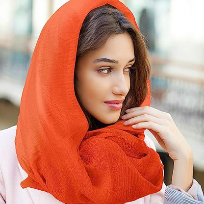 Geyoga 6 Pcs Women Scarf Shawl Hijab Scarves Cotton Crinkle Hijab for Women Blend Shawl Crinkle Wrap Head for Seasons - color: Fresh Colors