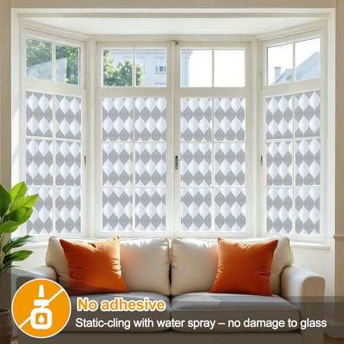 Countewol Frosted Window Privacy Film, Static Cling Non-Adhesive, Removable & Reusable, Anti-UV Heat Blocking for Bathroom Bedroom Office (Wave Frosted, 23.6 x 78.7 in) - color: Wave Frosted, size: 23.6 x 78.7 in