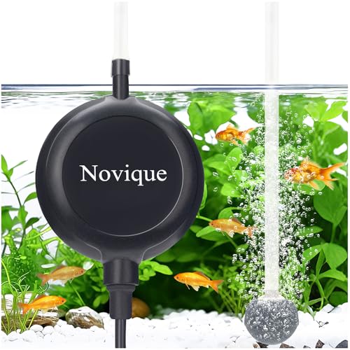 Nano Ultra Quiet Aquarium Air Pump 1.5W Mini Oxygen Aerator with Accessories for 1-15 Gallon Fish Tank Super Silent Black