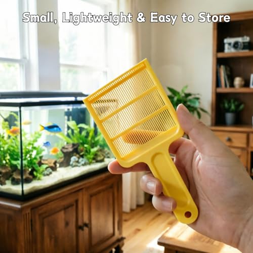 Duckweed Remover Tool for Aquarium, Floating Plant Skimmer | Aquarium & Pond Skimmer Tool for Duckweed, Salvinia and Water Lettuce Removal, Durable Plastic Plant Remover (Yellow) - color: Yellow