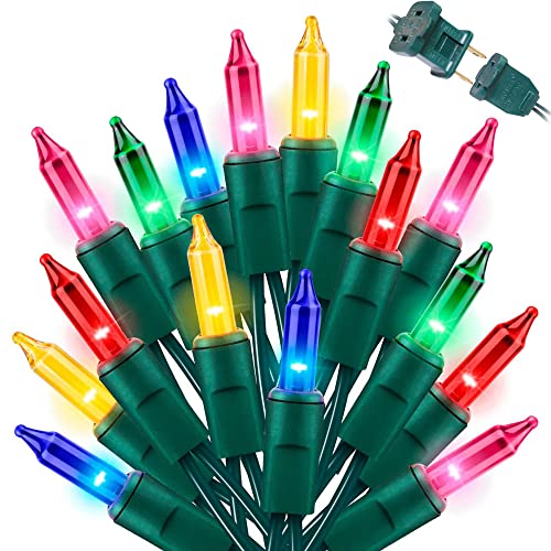 LAMPHOME Christmas String Light,100 Count Incandescent Mini String Light in 21.6ft,Indoor/Outdoor 120V UL Certified Mini Light for Christmas,Wedding,Patio Lawn,Home,Garden,Party,Store (Multi-Colored) - color: Multicolor, size: 100ct