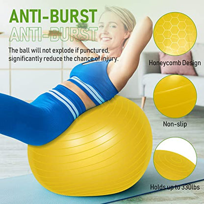 Leyndo 4 Pcs Yoga Exercise Ball Pilates Pregnancy Birthing Fitness Ball with Quick Pump Anti Burst for Improved Posture, Balance, Yoga, Pilates, Training, 4 Colors - size: 30 Inch