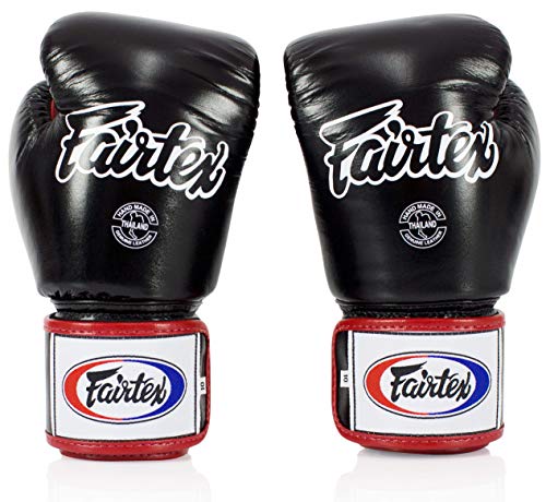 Fairtex BGV1 무에타이 복싱 트레이닝 스파링 장갑 남성, 여성, 아동용 | 프리미엄 품질, 경량 및 충격 흡수 복싱 장갑 - color: 블랙/화이트/레드, size: 16온스