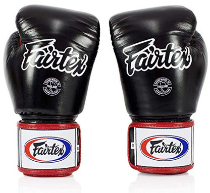 Fairtex BGV1 무에타이 복싱 트레이닝 스파링 장갑 남성, 여성, 아동용 | 프리미엄 품질, 경량 및 충격 흡수 복싱 장갑 - color: 블랙/화이트/레드, size: 10온스