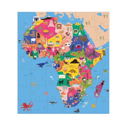 Mudpuppy Map of Africa – 70 Piece Geography Puzzle with Country-Shaped Pieces and Iconic Landscapes Cultural Items and More - style: Map of Africa