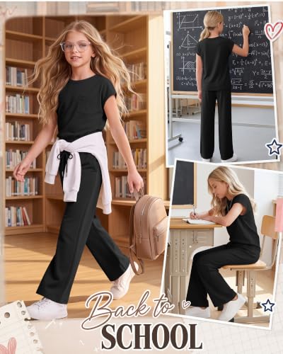Girls 2 Piece Outfits Sets - color: Black, size: 5-6 Years