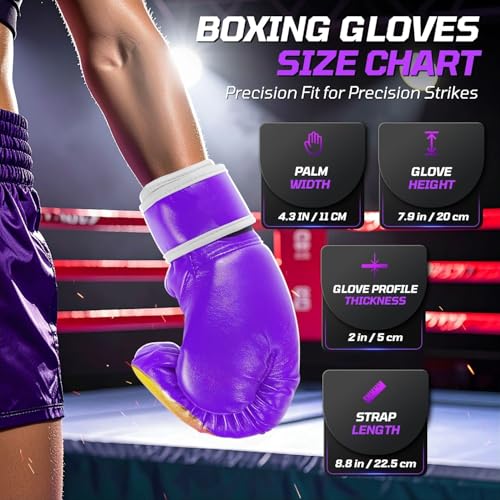 Flexzion Boxing Gloves for Kids 4oz – Training Punching Bag Mitts, Kid Boxing Gloves with Faux Leather & Wrap-Around Wrist Protection for Boys & Girls Ages 3-8 Years - color: Purple Blaze