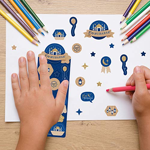 Big Dot of Happiness Ramadan - Eid Mubarak Party Favor Kids Stickers - 16 Sheets - 256 Stickers