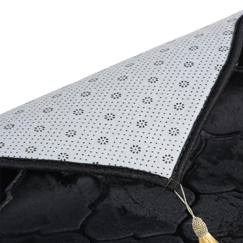 JE JOUE Prayer Rug Muslim Mat Islamic - Thickening Sponge Muslim Rug for Men Women Eid Travel Ramadan, Soft Luxury Great for Knees and Forehead （Black） - color: Black