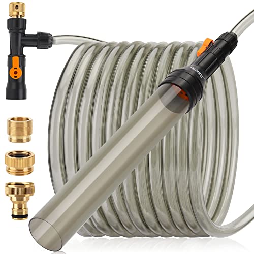 hygger Upgrade Aquarium Water Changer Kit, Semi-Automatic Fish Tank Gravel Cleaner, with 49 FT Water Hose, Flow Control Valve - size: 49FT
