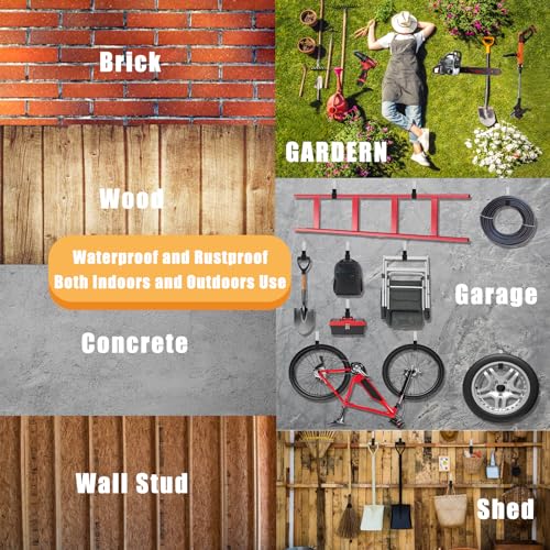Heavy Duty Utility Hooks - Wall Mount for Garage Storage, Hose & Bike Hangers (2 Small & 2 Medium) - size: 2 Small & 2Medium