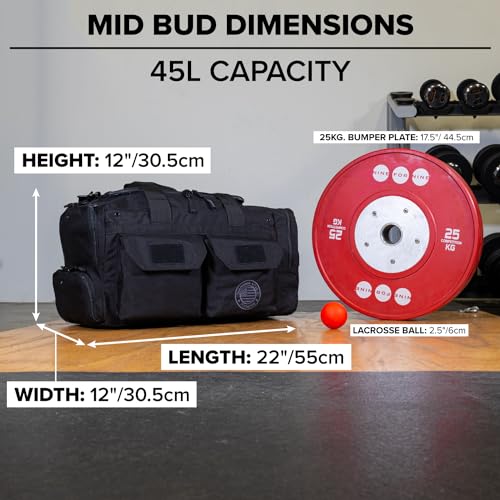 Heavy Duty 1000D Nylon Duffel Gym Bag (Mid BUD - Black) - color: Black, style: Duffel Bag (Mid Bud)