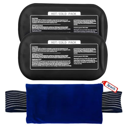 Ice Packs for Injuries Reusable (3-Piece Set) – Hot and Cold Ice Packs for Knee, Reusable Gel Wraps Support, Adjustable Ice Pack Pain Relief for Shoulders, Back Joints Muscles, Knees, Arms and Legs - size: 3 Piece Set - Regular, style: Drak Black