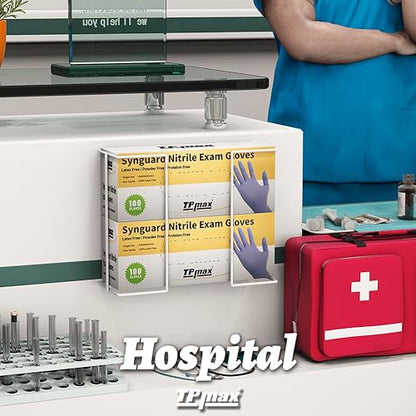 XL Gloves Box Facial Tissue Box Holder,Wire Rack Dispenser for Gloves,Tissues Paper Towels Organizer - Mounting Accessories Included - Holds up to 2 Boxes - Perfect for Lab, Food Service and Home - size: Double