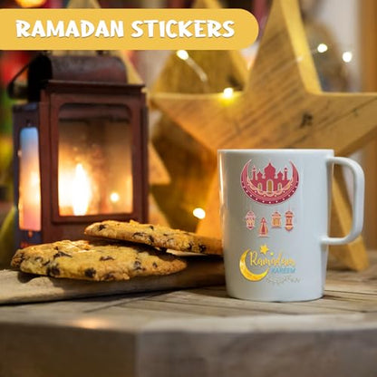 Xzentira 150PCS Ramadan Eid Stickers Islamic Mubarak Vinyl Crafts Decals for Ramadan Decorations Eid Gifts Adult Gift Packaging Laptop Bottle Scrapbook - style: Ramadan