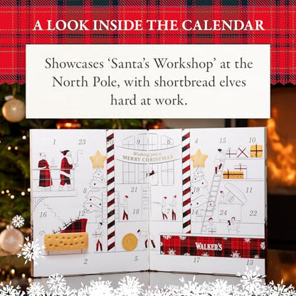 Walker’s 2025 Advent Calendar with Shortbread Cookies from Scotland - 24 Count (10.4 oz) - Limited Edition Cookie Box with Christmas Cookies in Various Shapes and Flavors - size: Pack of 1