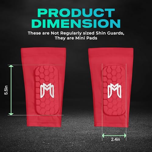 MediCaptain Mini Shin Guards Soccer – Built in Shin Pad Sleeves for Mens, Women, Teens - Small Shin Guards - Lightweight, Breathable Shin Defender Leg Protection - color: Red, size: Maxi (5.5 x 2.8 in)