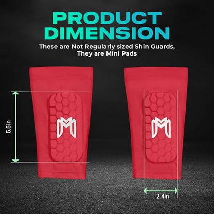 MediCaptain Mini Shin Guards Soccer – Built in Shin Pad Sleeves for Mens, Women, Teens - Small Shin Guards - Lightweight, Breathable Shin Defender Leg Protection - color: Red, size: Maxi (5.5 x 2.8 in)