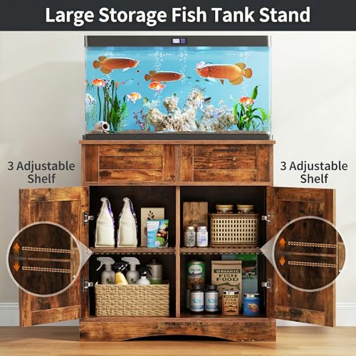 Fish Tank Stand for 20-29 Gallon, Aquarium Stand with Storage | with 2 Drawers for Fish Tank Accessories, 29 Gallon Rustic Brown Fish Tank Cabinet, 30.71''L x 15.75''W Tabletop, PTBX01BR - size: 20-29 Gallon Fish Tank Stand