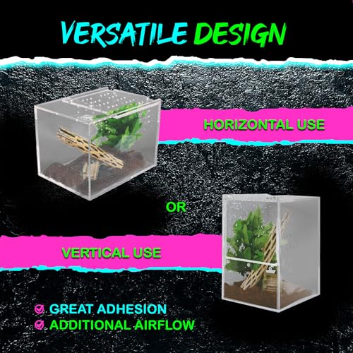 Jumping Spider Enclosure 5"x5"x7" or Tarantula Enclosure - Reptile Terrarium w/Sliding Magnetic Door - Great Reptile Tank & - Acrylic Aquarium Spider Box for Terrestrial or Arboreal Animals - size: Jumping Spider Enclosure 5"x5"x7"