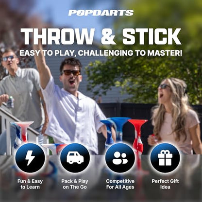 Popdarts USA Themed PRO Pack Game Set (Red White Blue Wigglenobber Target Marker) - Indoor, Outdoor Suction Cup Throwing Game - Competition with a POP