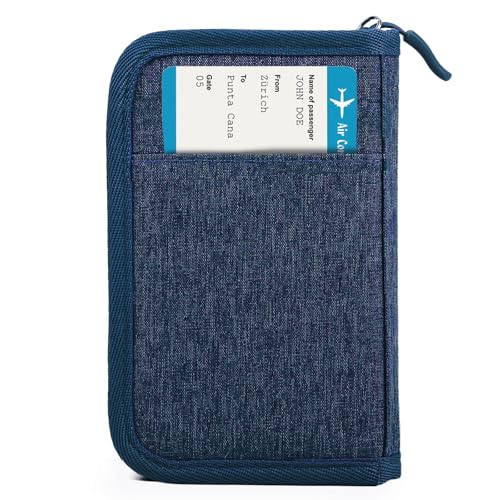Passport Holder for Travel, Women Rfid Blocking Passport Wallet, Travel Essentials Premium Wallets, Waterproof Passport Holders Bag for Men Traveling, Travel Document Organizer Credit Cards Case - color: Single - Reddish Blue