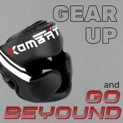 Kombat USA Head Guard | Boxing Safety Head Guard for Adults | Black Boxing Head Guard for MMA, Muay Thai, Kickboxing|
