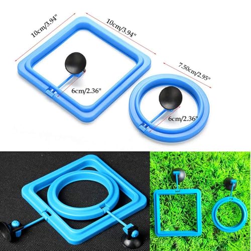 2 Pcs Fish Feeding Ring, Fish Safe Floating Food Feeder Circle Blue, with Suction Cup Aquarium, Square and Round Shape Fish Tank Towels - for Guppy, Betta, Goldfish, Etc. (Blue)¡­ - color: Blue suit