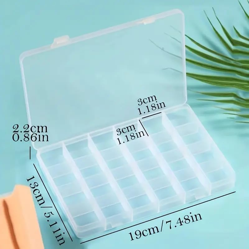 24 Grids Clear Plastic Organizer Box with Adjustable Dividers, Small Craft Organizers and Storage, Clear Compartment Container Storage for Jewelry, bead, DIY Crafts, Fishing Tackles, Small Parts