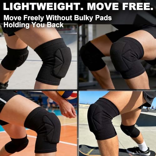 Volleyball Knee Pads, Skating Men & Women Kneepads for Dance, Yoga, Basketball, Softball, Football, Soccer - Anti-Slip Work Knee Sleeves with Thick Foam Pad for Wrestling, Cleaning, Running for Adult, Black M - size: Medium