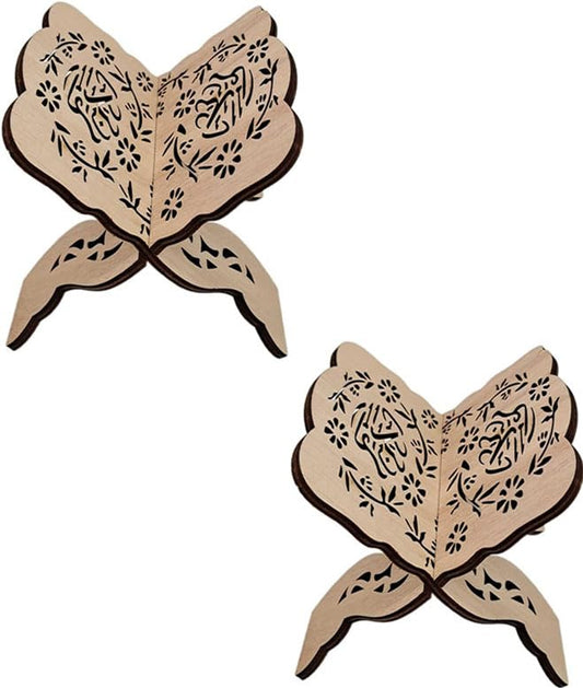 2PCS Quran Book Stand Quran Holder Stand Wooden Foldable Book Holder Bible Display Stand with Intricate Carvings for Bible Quran Eid Mubarak Ornament for Church and Chapel Prayer Book Stand C - color: Quran Book Stand C