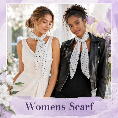 Polka Dot Scarf for Women, Chiffon Womens Scarves for Travel Date - color: White B