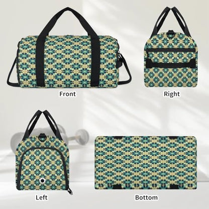 Islamic Ethnic Theme Sport Duffel Bag with Shoes Compartment Overnight Weekender Travel Bag Tote Gym Luggage Organizer Duffel Bags for Women Men