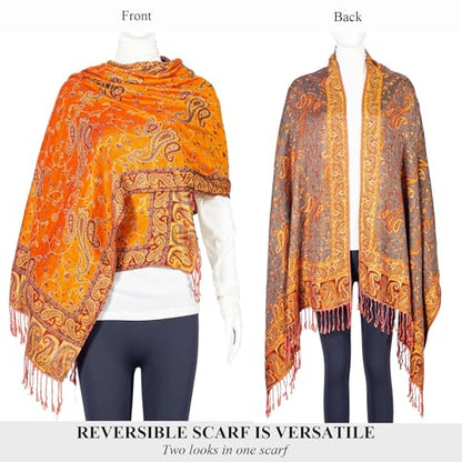TUSHUSTY Pashmina Feel Rave Shawl Wrap for Women Men Hijab Scarf - color: Orange