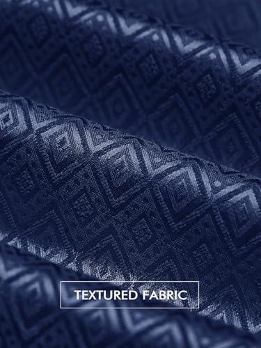 Runcati Mens Kaftan Thobe Textured Henley Shirt Long Sleeve Robe Casual Muslim Gown Shirt - color: Navy, size: Large