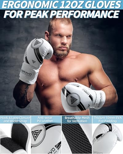 Punching Bag for Adults, 4ft PU Heavy Boxing Bag Set 12OZ Gloves for MMA Muay Thai Kickboxing Training Home Gym, Martial Art (Unfilled) - color: White