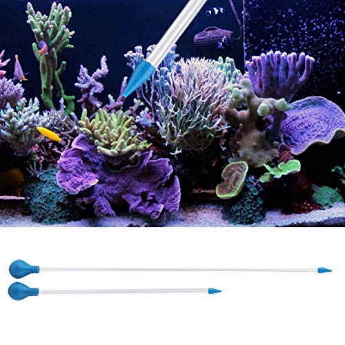 Aquarium Feeder, 2Pcs Long Acrylic Pipette Dropper Tube with Waste Remover Tool for Reef Anemones, Brine Shrimp Feeding, Fish Tank Maintenance Tools for Saltwater Aquariums