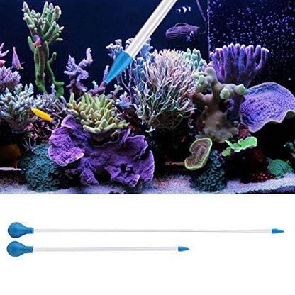 Aquarium Feeder, 2Pcs Long Acrylic Pipette Dropper Tube with Waste Remover Tool for Reef Anemones, Brine Shrimp Feeding, Fish Tank Maintenance Tools for Saltwater Aquariums